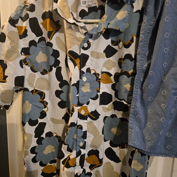 Men's Patterned Button-Up Shirts - Blue and Floral - Picture 4 of 6